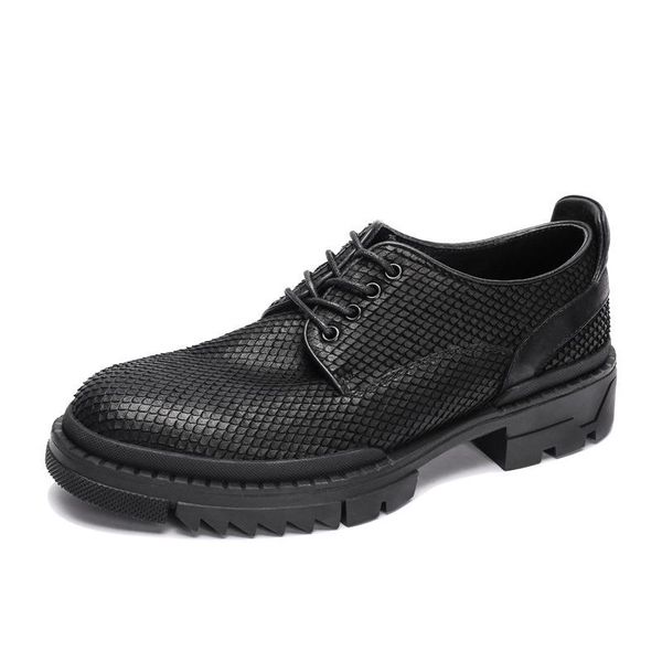 men's business casual handmade vintage genuine leather high platform shoes man harajuku streetwear cowhide male dress, Black
men's business casual handmade vintage genuine leather high platform shoes man harajuku streetwear cowhide male dress, Black