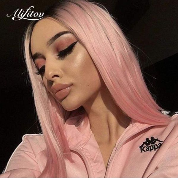 ombre pink lace front wigs straight human hair with brown roots pre-plucked, Black;brown
ombre pink lace front wigs straight human hair with brown roots pre-plucked, Black;brown