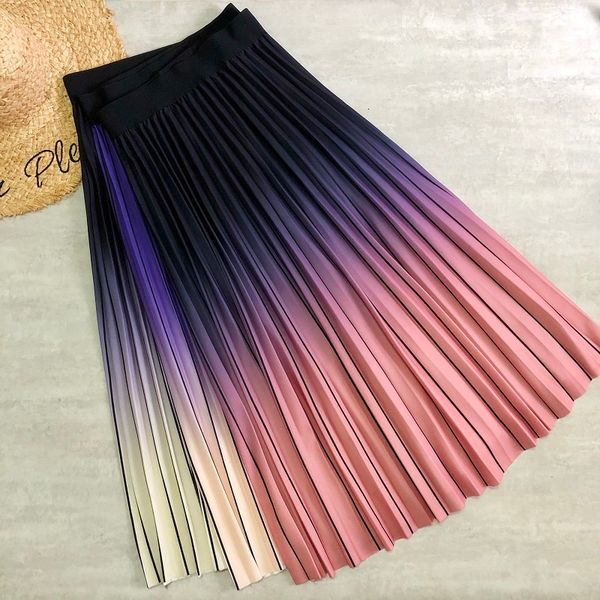skirts spring gradient drape high striped a-line pleated maxi long skirts purple pink navy, Black
skirts spring gradient drape high striped a-line pleated maxi long skirts purple pink navy, Black