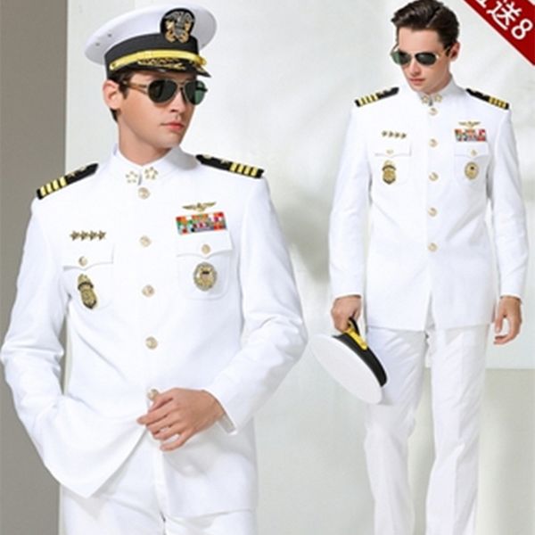 fashion suits american white navy uniform men's annual wedding party evening performance guard, White;black
fashion suits american white navy uniform men's annual wedding party evening performance guard, White;black