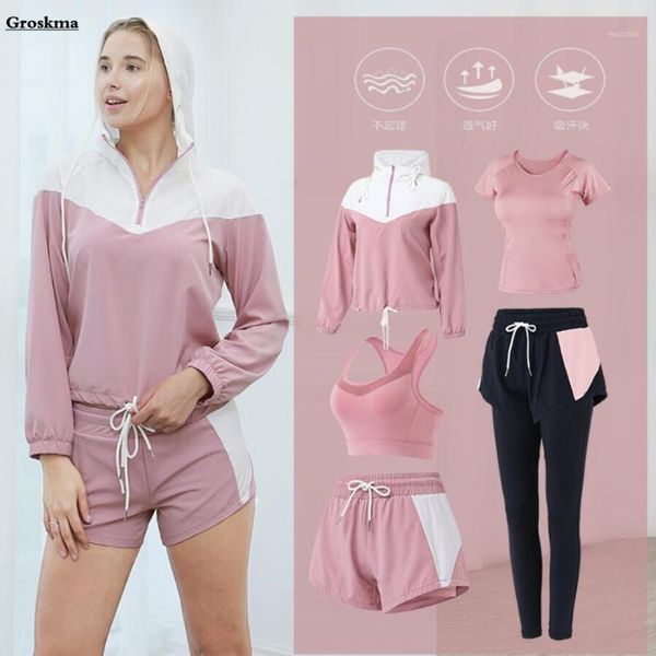 yoga outfit est women 5 piece set hooded coats+t shirt+bra+shorts+pants fitness gym quick dry suits sportswear clothing running
yoga outfit est women 5 piece set hooded coats+t shirt+bra+shorts+pants fitness gym quick dry suits sportswear clothing running
