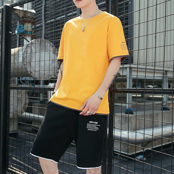 men's tracksuits short sleeve t-shirt summer trend comfortable leisure sports suit with handsome fashion brand clothes, Gray
men's tracksuits short sleeve t-shirt summer trend comfortable leisure sports suit with handsome fashion brand clothes, Gray