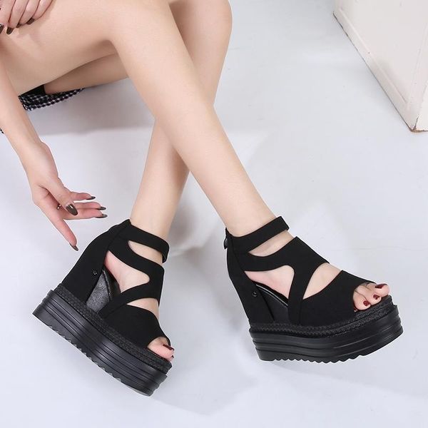 increased wedge heel sandals in 2021 platform high women's high-heeled shoes with fish mouth roman women, Black
increased wedge heel sandals in 2021 platform high women's high-heeled shoes with fish mouth roman women, Black