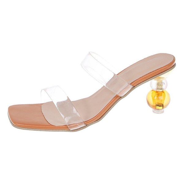 5cm gourd shaped transparent heels slides women peep toe outside sippers shoes mujer elegant slippers, Black
5cm gourd shaped transparent heels slides women peep toe outside sippers shoes mujer elegant slippers, Black
