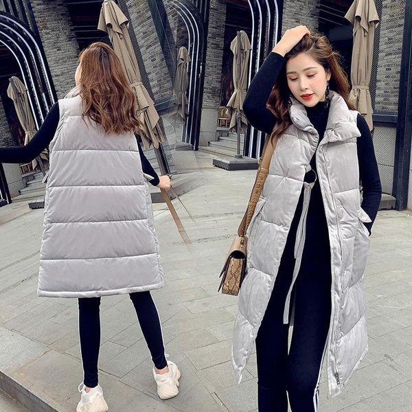 women's vests high-grade gold velvet fabric vest long section fashion hooded plus thick coat women, Black;white
women's vests high-grade gold velvet fabric vest long section fashion hooded plus thick coat women, Black;white