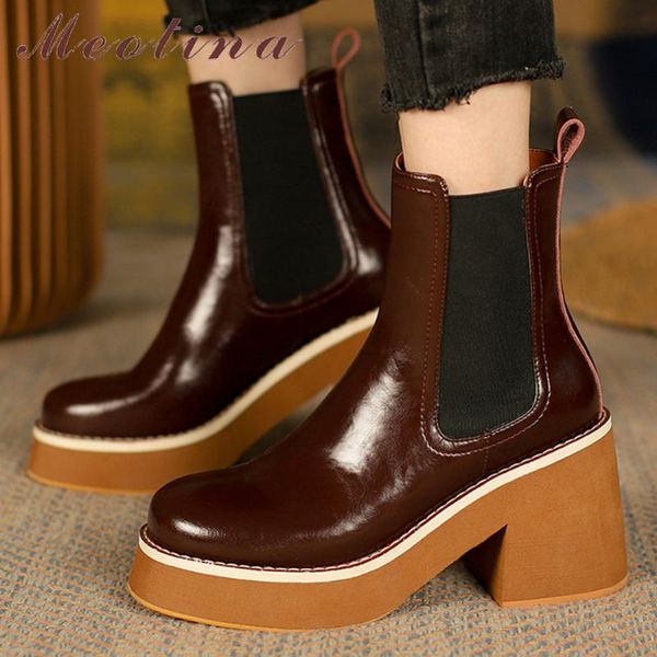 boots meotina genuine leather ankle shoes women platform thick heel round toe high ladies short autumn brown 39, Black
boots meotina genuine leather ankle shoes women platform thick heel round toe high ladies short autumn brown 39, Black