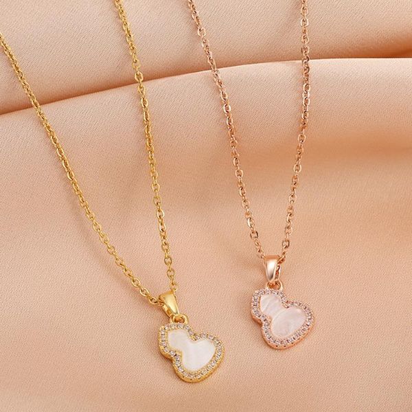 pendant necklaces exquisite lucky gourd natural shell necklace stainless steel zircon charms cucurbit gilding woman birthday jewelry gift, Silver
pendant necklaces exquisite lucky gourd natural shell necklace stainless steel zircon charms cucurbit gilding woman birthday jewelry gift, Silver