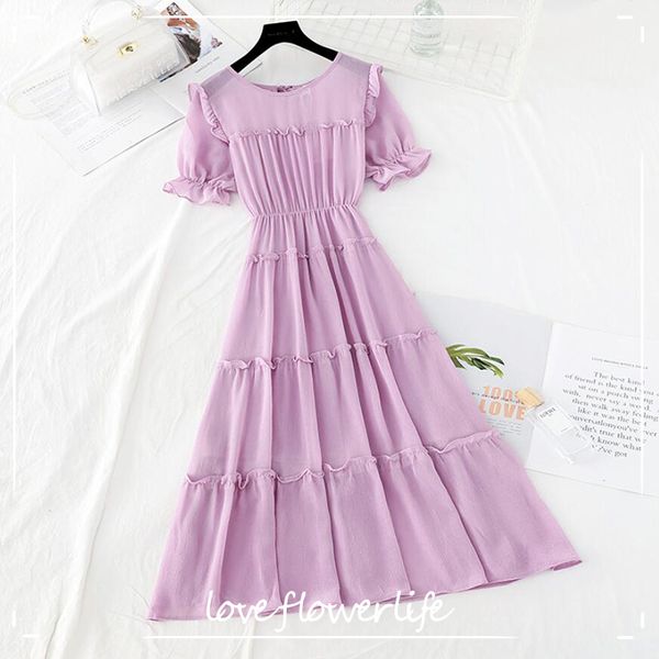 women solid ruffles summer dress boho vintage party chiffon dresses elegant a-line korean midi long dress short sleeve vestidos 210521, Black;gray
women solid ruffles summer dress boho vintage party chiffon dresses elegant a-line korean midi long dress short sleeve vestidos 210521, Black;gray
