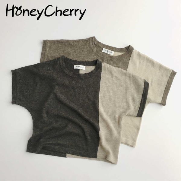 thin knit contrast color children's t-shirt summer short sleeve t-shirt for boys and girls fashion clothes 210701, Blue
thin knit contrast color children's t-shirt summer short sleeve t-shirt for boys and girls fashion clothes 210701, Blue
