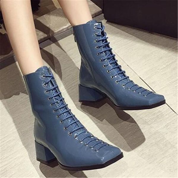 boots spring shoes woman motorcycle square head patent leather heel thick bottom back zipper party ankle eu 35-40, Black
boots spring shoes woman motorcycle square head patent leather heel thick bottom back zipper party ankle eu 35-40, Black