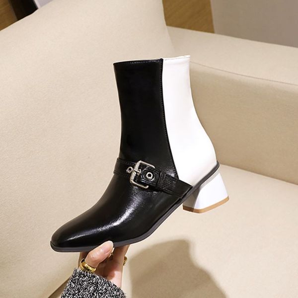 women ankle boots mixed color buckle thick heel woman winter shoes ladies fashion short boots footwear size 33-43, Black
women ankle boots mixed color buckle thick heel woman winter shoes ladies fashion short boots footwear size 33-43, Black