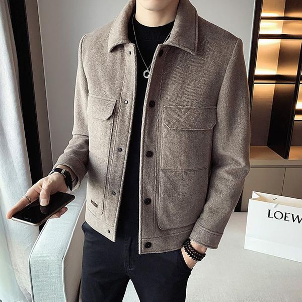 men's wool & blends autumn men winter fashion lapel woolen jackets slim short coats male casual warm clothes overcoats o672, Black
men's wool & blends autumn men winter fashion lapel woolen jackets slim short coats male casual warm clothes overcoats o672, Black