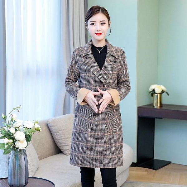 women's trench coats woolen coat spring long double-breasted british wind autumn casual large size loose plaid jacket female, Tan;black
women's trench coats woolen coat spring long double-breasted british wind autumn casual large size loose plaid jacket female, Tan;black