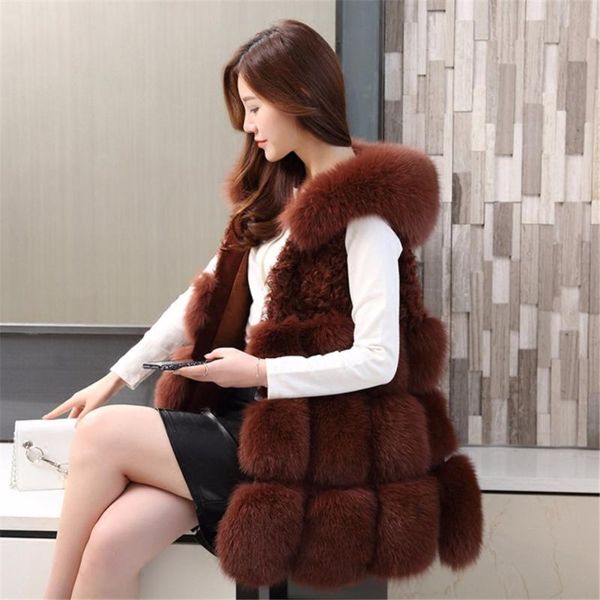 fashion winter hooded real fur vests with big hood gilets grey genuine leather natural long women's & faux, Black
fashion winter hooded real fur vests with big hood gilets grey genuine leather natural long women's & faux, Black