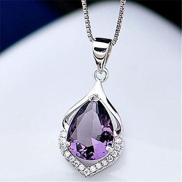 pendant necklaces fashion necklace jewelry rhinestone purple gems female clavicle chain ornaments for wedding gifts, Silver
pendant necklaces fashion necklace jewelry rhinestone purple gems female clavicle chain ornaments for wedding gifts, Silver