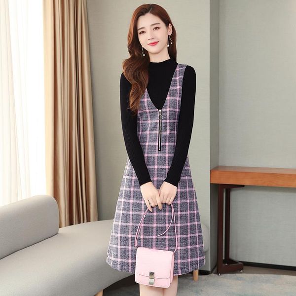 two piece dress 2021 autumn winter fashion women's clothing plaid print long sleeves o-neck two-piece sets female, White
two piece dress 2021 autumn winter fashion women's clothing plaid print long sleeves o-neck two-piece sets female, White