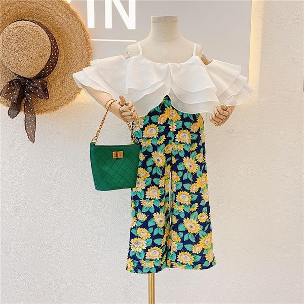 summer girls clothing sets 2021 clothes lotus leaf neck sling and flower pants 2pc outfit suit children, White
summer girls clothing sets 2021 clothes lotus leaf neck sling and flower pants 2pc outfit suit children, White