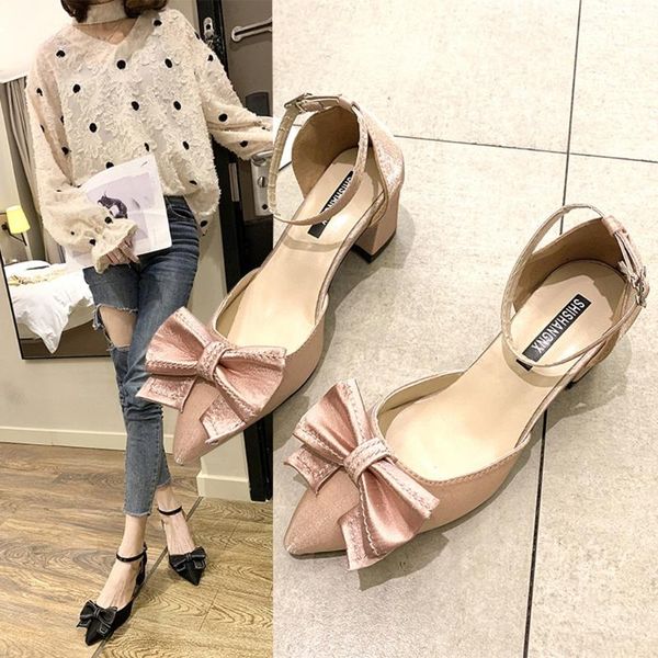 dress shoes women sandals summer female bowknot thick pointed toe casual square heel pu ladies sandles beach 50#, Black
dress shoes women sandals summer female bowknot thick pointed toe casual square heel pu ladies sandles beach 50#, Black