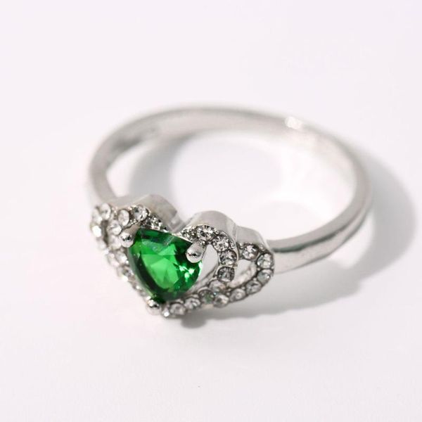 wedding rings green zircon heart jewelry love ring, Slivery;golden
wedding rings green zircon heart jewelry love ring, Slivery;golden