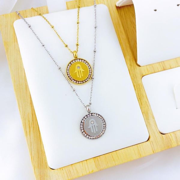 trendy brand for you to design palms crystal stainless steel pendant necklace elegant women necklaces, Silver
trendy brand for you to design palms crystal stainless steel pendant necklace elegant women necklaces, Silver