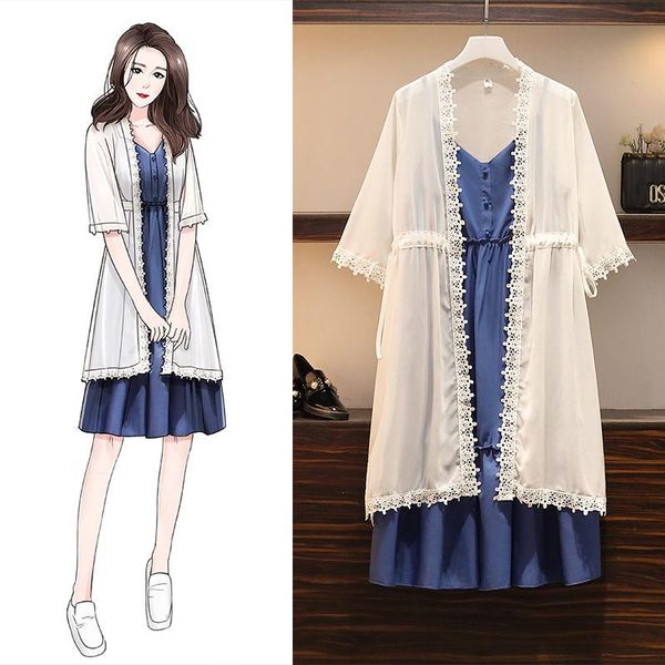 two piece dress large size women's summer set 2021 style fashion lace spliced sun protection clothes suit tide sundress r476, White
two piece dress large size women's summer set 2021 style fashion lace spliced sun protection clothes suit tide sundress r476, White