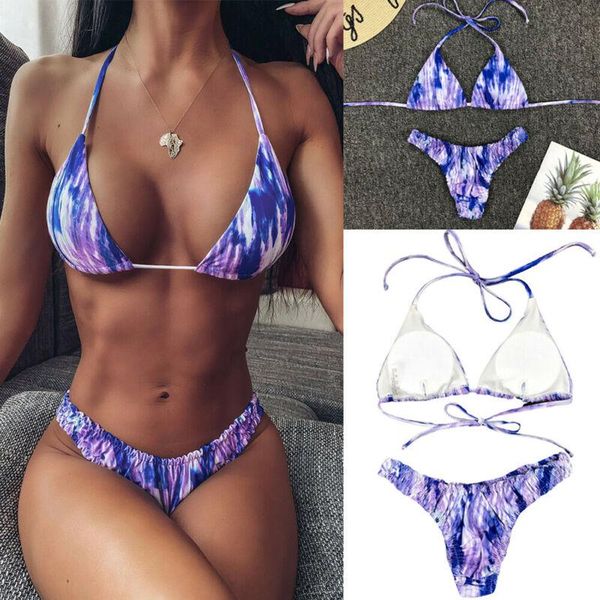 women's swimwear women 2021 purple tie-dyeing print halter push-up padded bra bandage shirred bikini set swimsuit triangle bathing, White;black
women's swimwear women 2021 purple tie-dyeing print halter push-up padded bra bandage shirred bikini set swimsuit triangle bathing, White;black