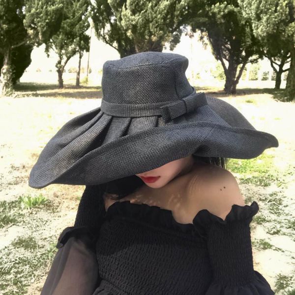 fitted hat linen big brim summer hat for womens kentucky derby wide brim sun hat wedding church sea beach ladies travel, Blue;gray
fitted hat linen big brim summer hat for womens kentucky derby wide brim sun hat wedding church sea beach ladies travel, Blue;gray