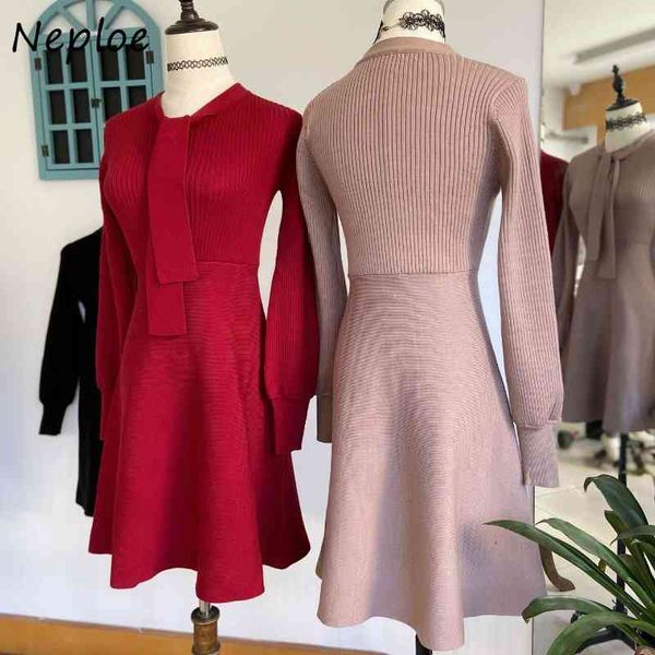 neploe autumn winter japanese style solid color dress drawstring bow slim waist knitted dresses new a-line femme vestidos 210423, Black;gray
neploe autumn winter japanese style solid color dress drawstring bow slim waist knitted dresses new a-line femme vestidos 210423, Black;gray