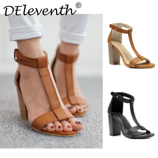 high heel shoes women's large size t-strap wood grain chunky-heel sandals fashion versitile, Black
high heel shoes women's large size t-strap wood grain chunky-heel sandals fashion versitile, Black