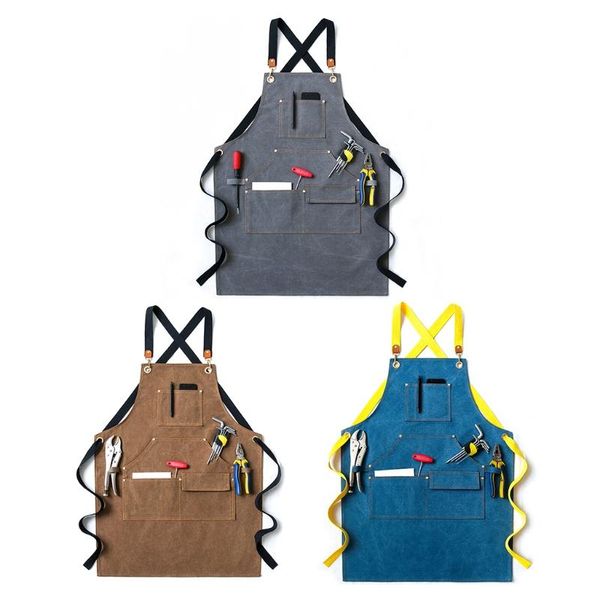 aprons canvas work apron cross-back adjustable shoulder strap handcraft bib with multi tool pockets for woodworking
aprons canvas work apron cross-back adjustable shoulder strap handcraft bib with multi tool pockets for woodworking