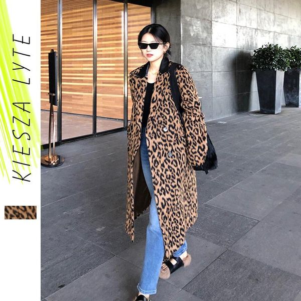 women's wool & blends luxury fashion leopard long coat 2021 autumn winter leather collar patchwork midi coats warm outer, Black
women's wool & blends luxury fashion leopard long coat 2021 autumn winter leather collar patchwork midi coats warm outer, Black