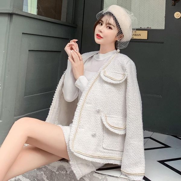 two piece dress chic women 2 set autumn winter runway designer white tweed tassels pockets jacket coat + a line skirt suits
two piece dress chic women 2 set autumn winter runway designer white tweed tassels pockets jacket coat + a line skirt suits