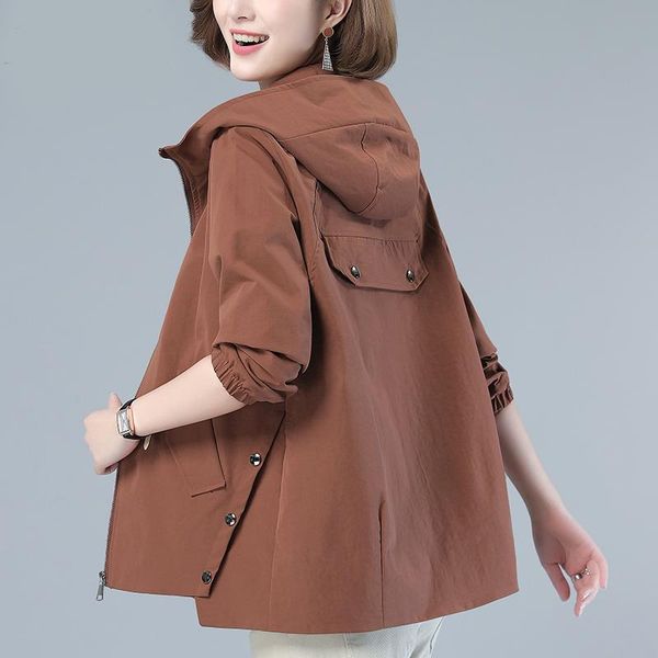 women's trench coats hooded jackets 2021 spring autumn causal windbreaker famale basic overcoat zipper lightweight jacket outwear plus, Tan;black
women's trench coats hooded jackets 2021 spring autumn causal windbreaker famale basic overcoat zipper lightweight jacket outwear plus, Tan;black