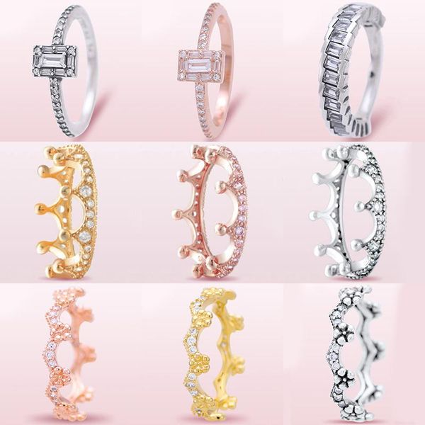 cluster rings 100% 925 sterling silver rose shine enchanted tiara sparkling crown europe ring for original women bead charm gift diy jewelry, Golden;silver
cluster rings 100% 925 sterling silver rose shine enchanted tiara sparkling crown europe ring for original women bead charm gift diy jewelry, Golden;silver