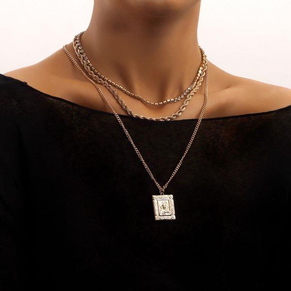 pendant necklaces vintage boho layered choker square portrait chunky chain necklace for women hip hop gold color collar fashion jewelry, Silver
pendant necklaces vintage boho layered choker square portrait chunky chain necklace for women hip hop gold color collar fashion jewelry, Silver