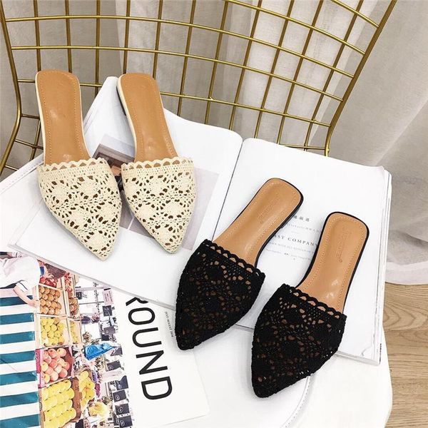 slippers pointed toe summer women lace sandals low heel flat beach vacation shoes for slides zapatillas de mujer, Black
slippers pointed toe summer women lace sandals low heel flat beach vacation shoes for slides zapatillas de mujer, Black