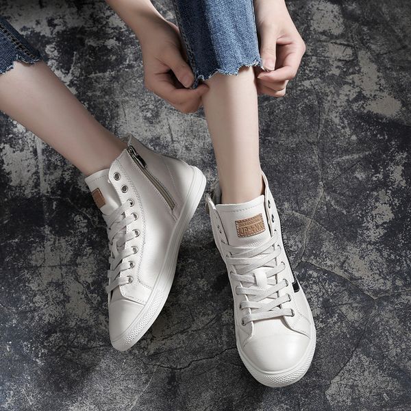 authentic leather high-shoes women 2021 new sports casual versatile hiphop korean harajuku students flat skateboard shoes, Black
authentic leather high-shoes women 2021 new sports casual versatile hiphop korean harajuku students flat skateboard shoes, Black