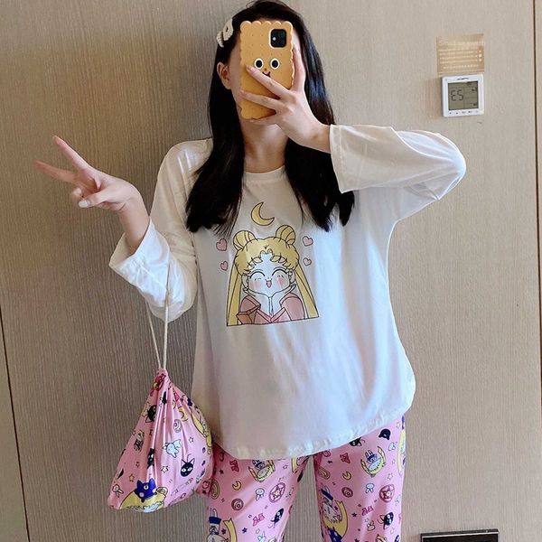 kawaii sailor moon womens pajamas set autumn long sleeve warm pajamas cute cartoon female homewear loose oversized sleepwear, Black;red
kawaii sailor moon womens pajamas set autumn long sleeve warm pajamas cute cartoon female homewear loose oversized sleepwear, Black;red
