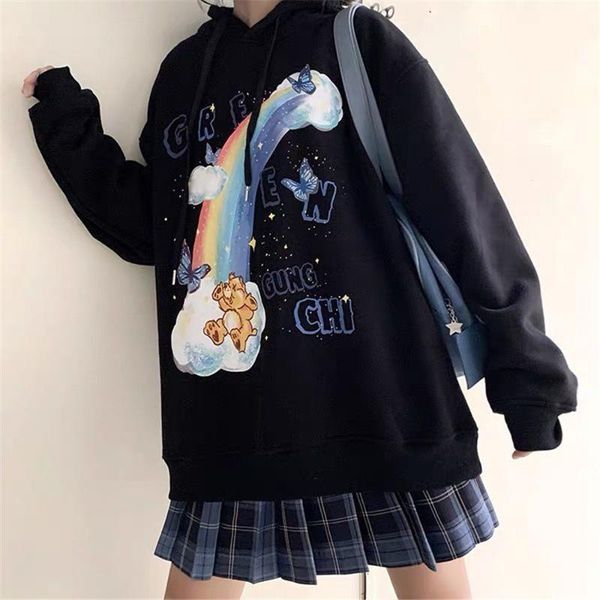 women's hoodies & sweatshirts rainbow white female hoodie sweatshirt kawaii bear loose long sleeve women hooded sweet cotton solid coat, Black
women's hoodies & sweatshirts rainbow white female hoodie sweatshirt kawaii bear loose long sleeve women hooded sweet cotton solid coat, Black