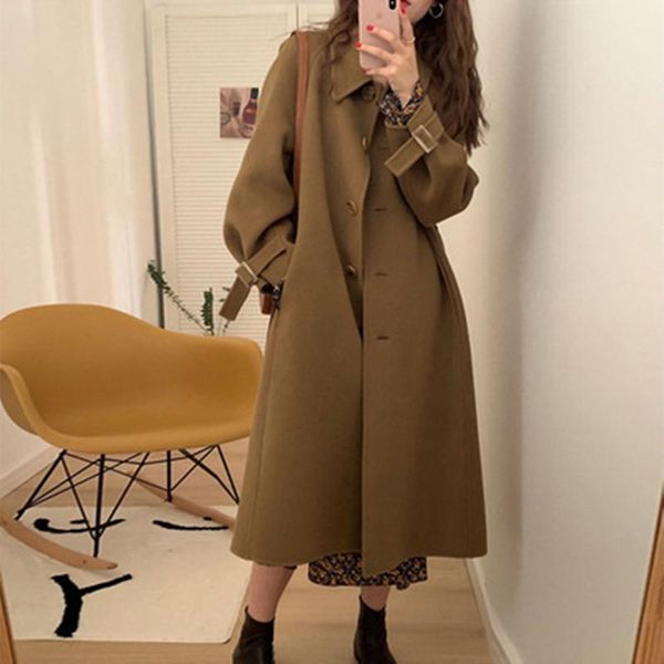 women's wool & blends woolen coat women autumn and winter 2022 thick black mid-length turn-down collar single-breasted belt cotton casu
women's wool & blends woolen coat women autumn and winter 2022 thick black mid-length turn-down collar single-breasted belt cotton casu