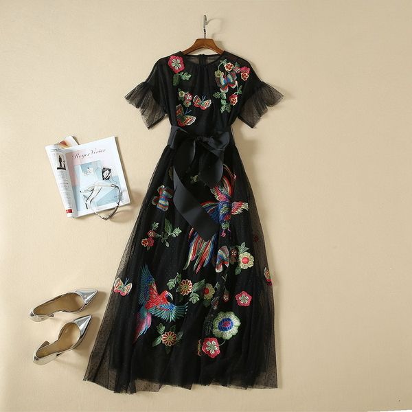 dresses european and american women's clothes spring style short sleeve flower butterfly heavy embroidery gauze dress 2lt7, Black;gray
dresses european and american women's clothes spring style short sleeve flower butterfly heavy embroidery gauze dress 2lt7, Black;gray