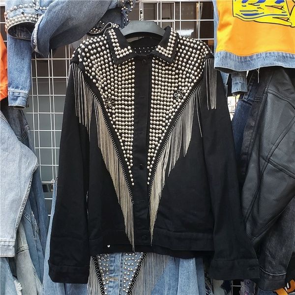 women's jackets korean style women rivet fashion design loose denim jacket turn-down unique collar breasted vintage coat pockets i6r1, Black;brown
women's jackets korean style women rivet fashion design loose denim jacket turn-down unique collar breasted vintage coat pockets i6r1, Black;brown