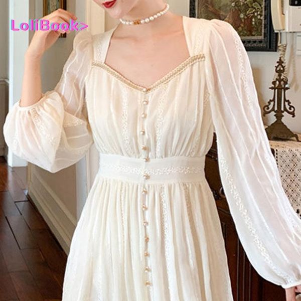 casual dresses lolibook french elegant long fairy dress full sleeves women square collar vintage one piece spring women's clothing, Black;gray
casual dresses lolibook french elegant long fairy dress full sleeves women square collar vintage one piece spring women's clothing, Black;gray