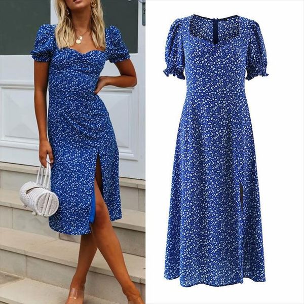 za blue floral summer elegant womens dresses party midi short puff sleeve gathered waist ladies vestidos gowns, Black;gray
za blue floral summer elegant womens dresses party midi short puff sleeve gathered waist ladies vestidos gowns, Black;gray
