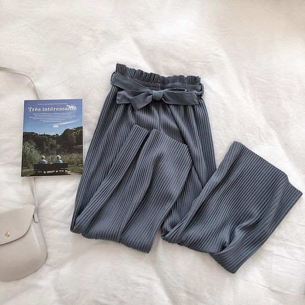 women's pants & capris autumn wide leg women casual high waist with bow belt 2021 pleated pant trousers femme, Black;white
women's pants & capris autumn wide leg women casual high waist with bow belt 2021 pleated pant trousers femme, Black;white