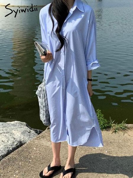 casual dresses syiwidii long shirts dress for women loose cotton striped midi blue red clothes summer 2021 fall harajuku vintage blouse, Black;gray
casual dresses syiwidii long shirts dress for women loose cotton striped midi blue red clothes summer 2021 fall harajuku vintage blouse, Black;gray