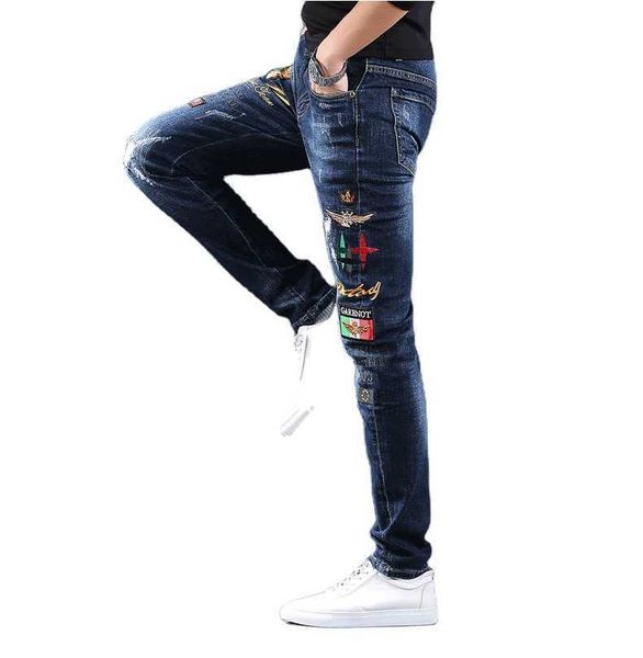 rock revival jeans ripped for men ckj brand designer painted jean s pants, Blue 
rock revival jeans ripped for men ckj brand designer painted jean s pants, Blue