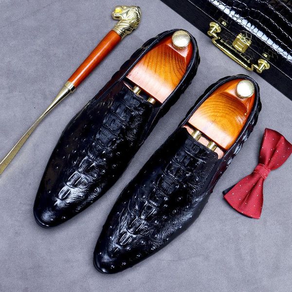 dress shoes desai business casual slip-on plus size 37-46 crocodile pattern embossed leather british custom cowhide pointed shoe, Black
dress shoes desai business casual slip-on plus size 37-46 crocodile pattern embossed leather british custom cowhide pointed shoe, Black
