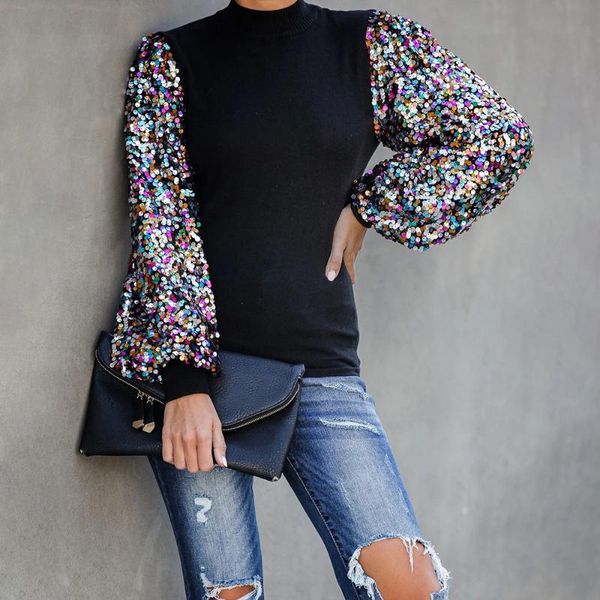 women's blouses & shirts women and shirt autumn party office bling sequins lady long sleeve patchwork turtleneck lantern, White
women's blouses & shirts women and shirt autumn party office bling sequins lady long sleeve patchwork turtleneck lantern, White