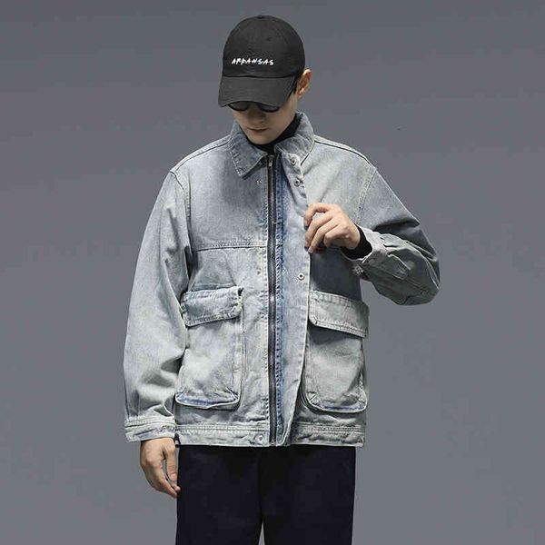 men's jackets denim 2021 casual spring and autumn light blue gray three-dimensional pocket lapel zipper cowboy coat, Black;brown
men's jackets denim 2021 casual spring and autumn light blue gray three-dimensional pocket lapel zipper cowboy coat, Black;brown